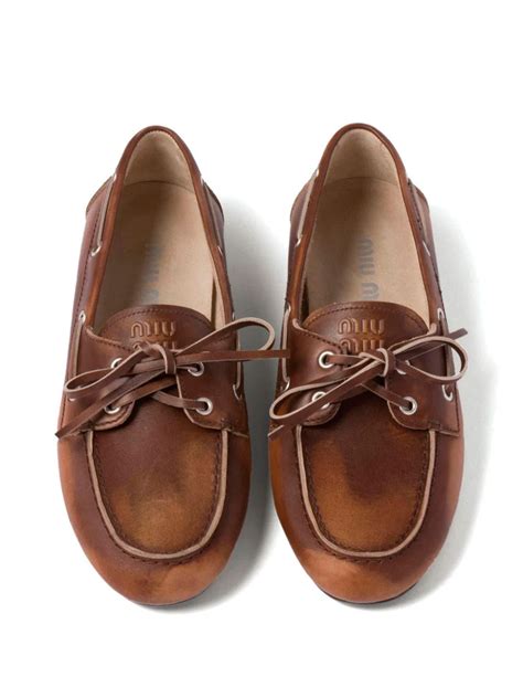 miu miu unlined bleached leather loafers